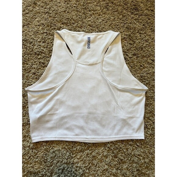Gymshark Pulse Crop Tank White Womens Size XL Logo Stretch Athletic Workout - Picture 4 of 8